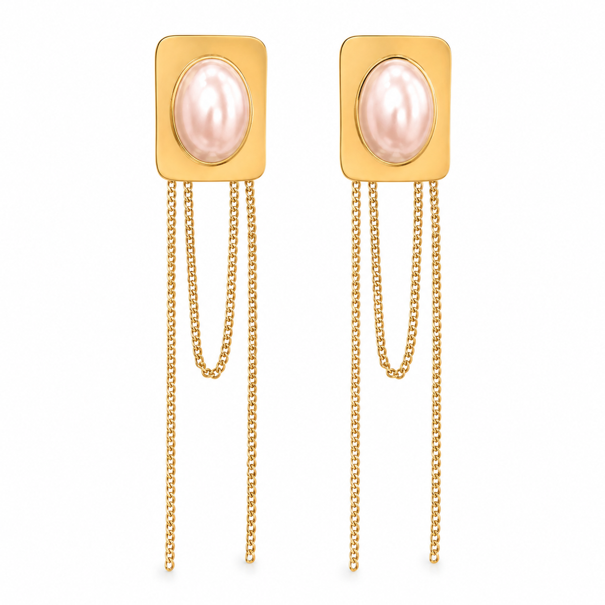 Earrings Gold-Tone Shield Shape Stone Drop Earrings