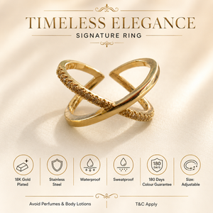 Ring Gold-Tone Adjustable Stainless Steel Infinity Stone Contemporary Design