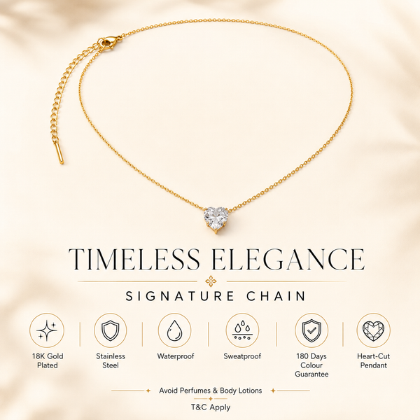 Chain Gold-Tone Layered Link White Stone Accent Pendant Style - House of Viya