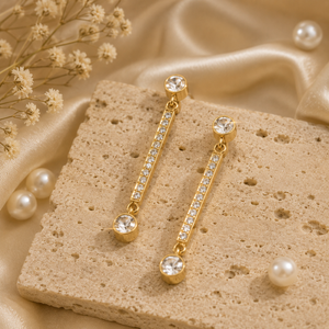 Earrings Gold-Tone Shield Crest Geometric Stone Earrings - House of Viya