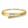 Gold Leaf Motif Diamond Oval Kada for Women | Botanical Stone Stainless Steel Ladies Bangle | Nature Inspired Jewellery