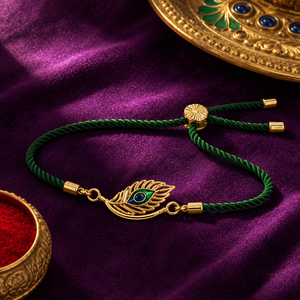 Rakhi Krishna Feather Motif Religious Traditional Rakhi