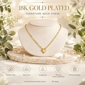 Chain 18K Gold-Plated Paperclip Chain with Pointed Heart Pendant