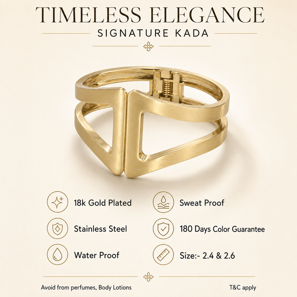 Kadas Gold-Tone Sculptured Broad Kada
