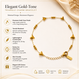 Gold Plated Pyramid Spike Bead Station Delicate Chain Bracelet with Lobster Clasp