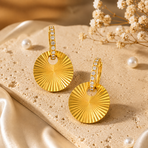 Earrings Gold-Tone Plus Sign Shaped Stone Earrings - House of Viya