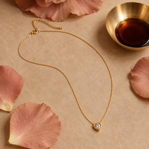 Chain 18K Gold-Plated Minimal Chain with White Heart Crystal Pendant - House of Viya