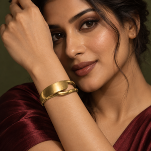 Kadas Gold-Tone Angular Broad Kada