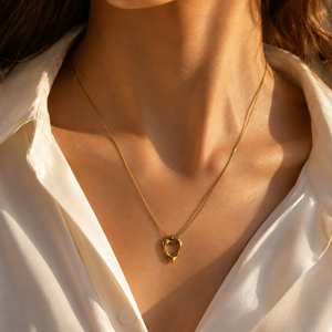 Chain 18K Gold-Plated Fine Chain with Open Outline Heart Pendant - House of Viya