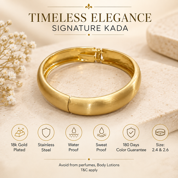 Kadas Gold-Tone Satin Broad Kada