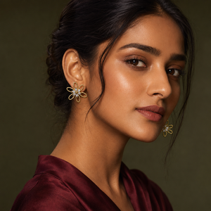 Earrings Gold-Tone Sapphire Geometric Drop Earrings - House of Viya