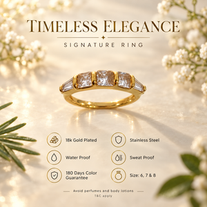 Rings Dual-Tone Polished White Stone Premium Ring