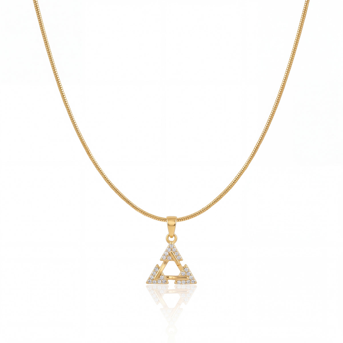 Gold Triangle CZ Pendant Chain Anti-Tarnish Necklace