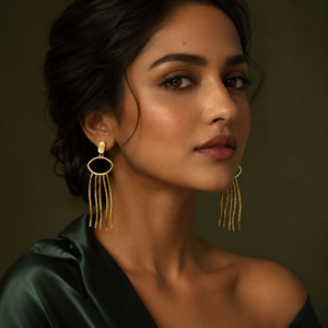 Earrings Gold-Tone Radiant Rectangular Drop Earrings - House of Viya