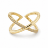 Ring Gold-Tone Adjustable Stainless Steel Infinity Stone Contemporary Design