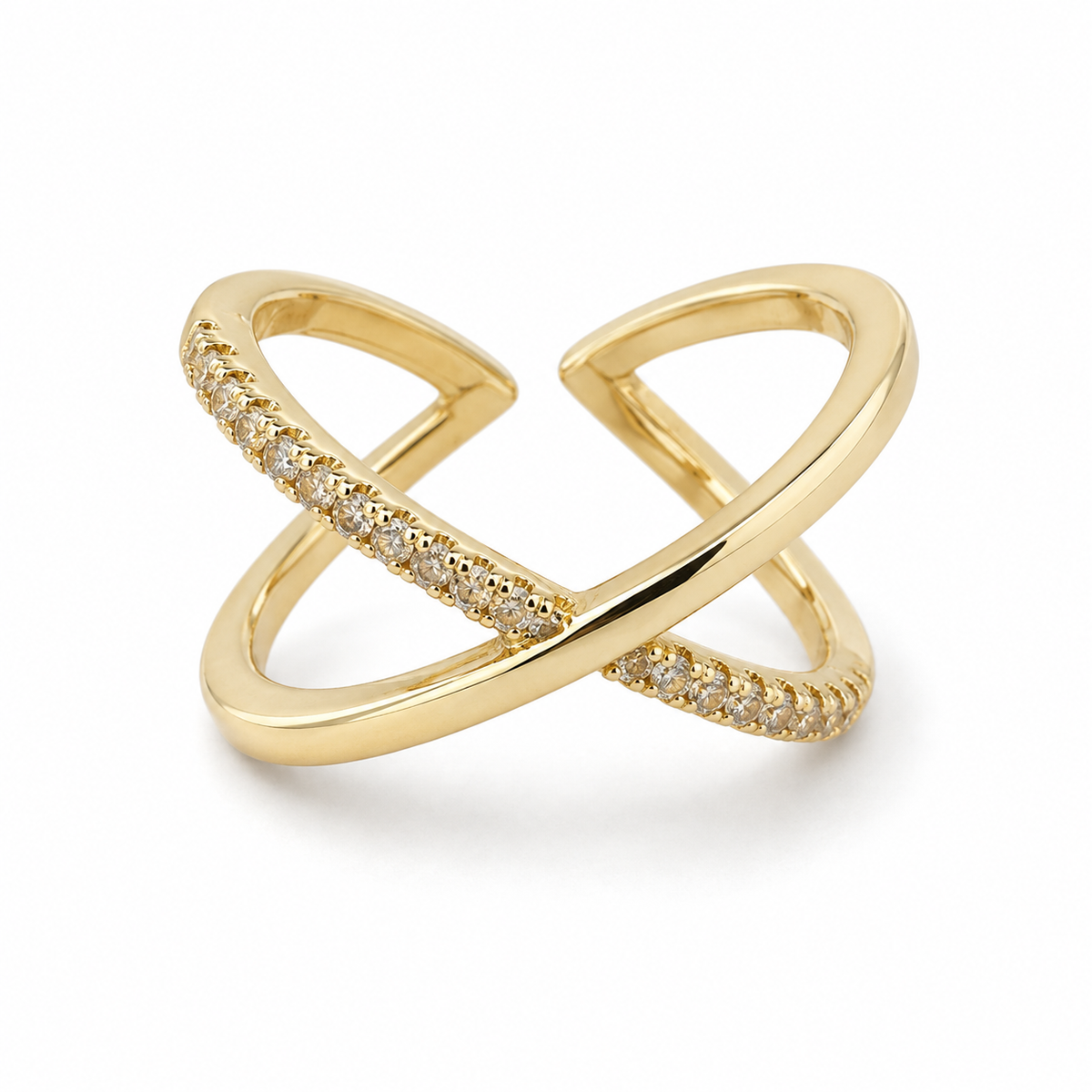 Ring Gold-Tone Adjustable Stainless Steel Infinity Stone Contemporary Design