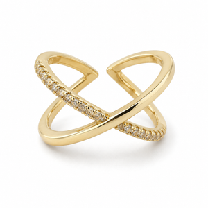 Ring Gold-Tone Adjustable Stainless Steel Infinity Stone Contemporary Design