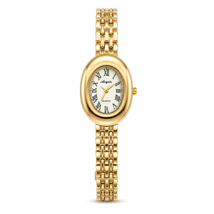 Watches Gold-Tone Oval Dial Roman Numeral Bracelet Watch for Women