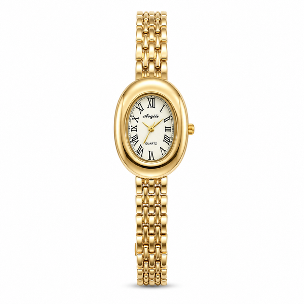 Watches Gold-Tone Oval Dial Roman Numeral Bracelet Watch for Women