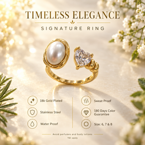 Rings Dual-Tone Polished White Stone Designer Ring