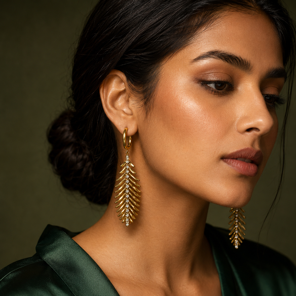 Earrings Gold-Tone Aquamarine Oval Dangle Earrings - House of Viya
