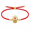 18K Gold Plated Rakhi Stone-Studded Trishul Motif Religious Traditional Rakhi
