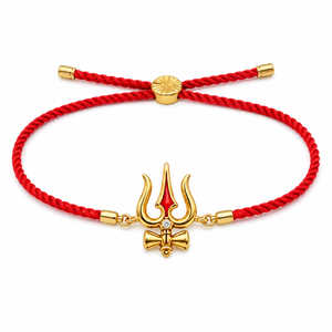 18K Gold Plated Rakhi Stone-Studded Trishul Motif Religious Traditional Rakhi - House of Viya