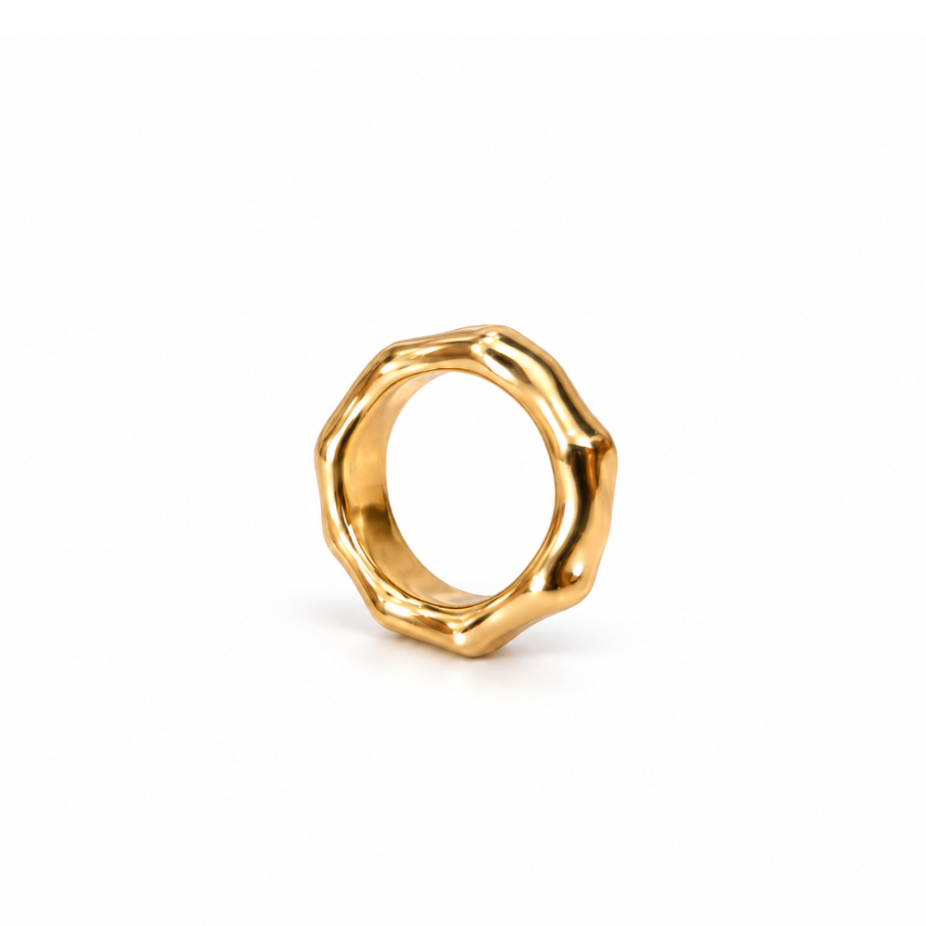Anti tranish Gold plated Monarch Octagone facedRing for adults - 1PC