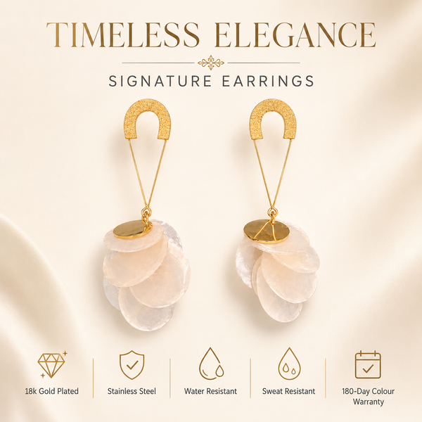 Earrings Gold-Tone Step Cut Geometric Drop Earrings - House of Viya