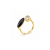 Rings Gold-Tone Polished Crystal-Studded Band Ring