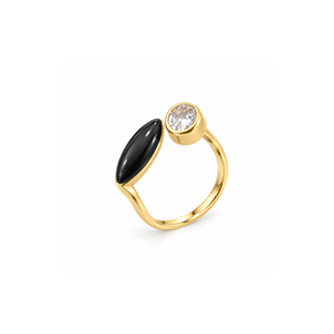 Rings Gold-Tone Polished Crystal-Studded Band Ring