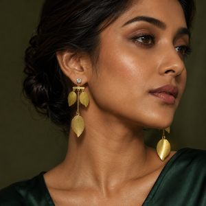 Earrings Gold-Tone Solitaire Round Crystal Earrings - House of Viya
