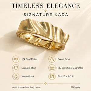 Kadas Gold-Tone Elegant Broad Kada