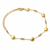 Gold Plated Oval Gold Bead Dual Strand Delicate Chain Bracelet with Lobster Clasp