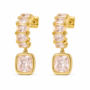Earrings Gold-Tone Lattice Pattern Crystal Earrings - House of Viya