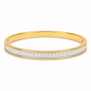 Gold Wavy White Stone Oval Kada for Women | Twisted Diamond Cut Stainless Steel Ladies Bangle | Festive Party Wear Jewellery