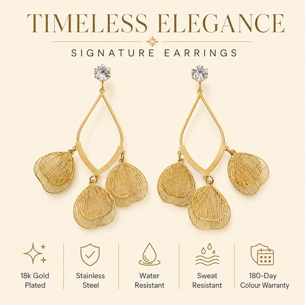 Earrings Gold-Tone Diamond Frame Crystal Earrings - House of Viya