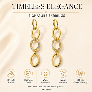 Earrings Gold-Tone Concentric Circle Crystal Earrings - House of Viya