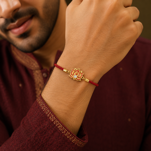 Rakhi Stone-Studded Lotus Floral Motif Design Rakhi