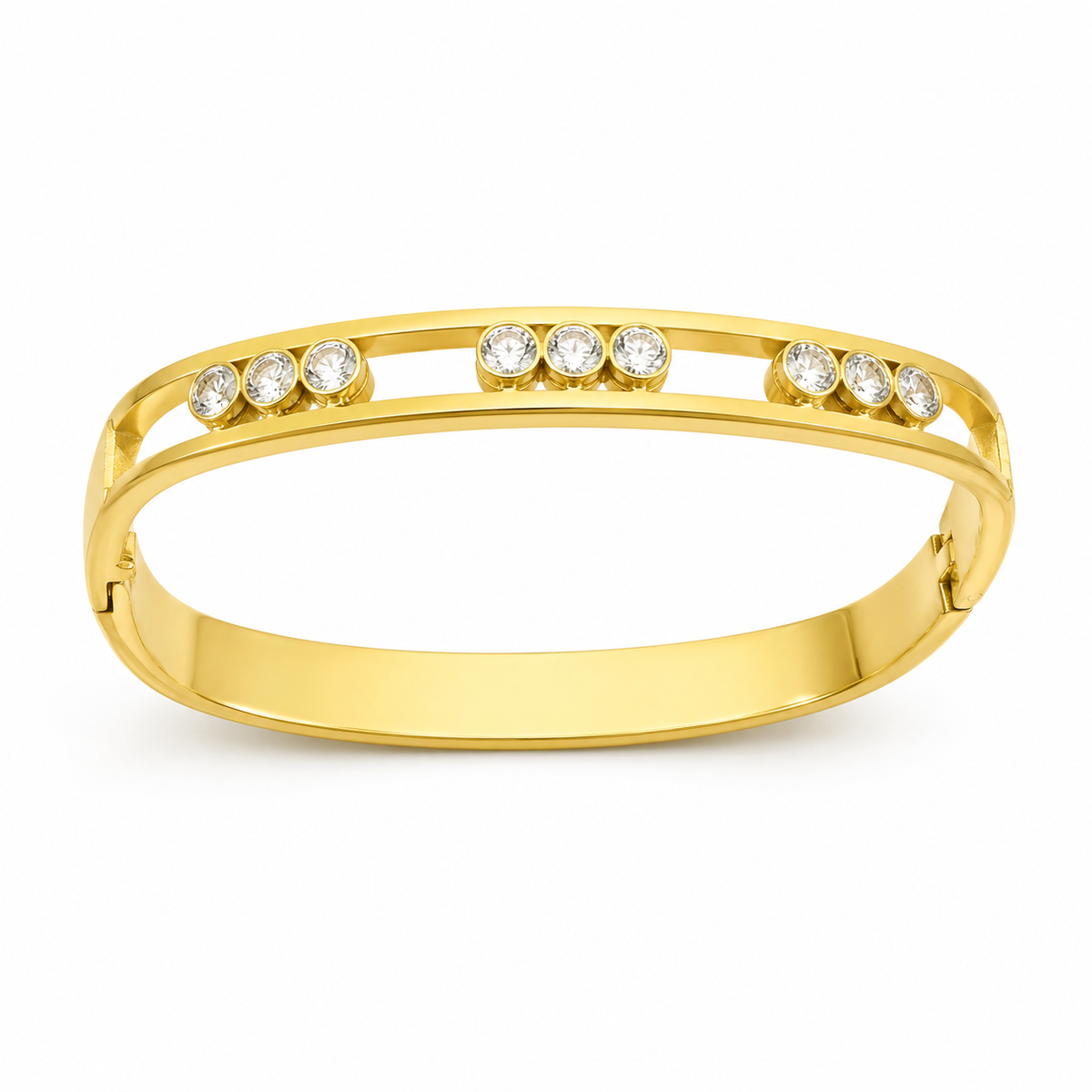 Kadas Gold-Tone Crystal-Studded Floral Design Slim Kada for Women