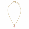 Chain 18K Gold-Plated Slim Chain with Round Pink Pendant