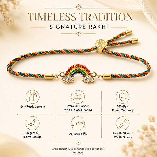 Rakhi Stone-Studded Rainbow Motif Charm Design Rakhi
