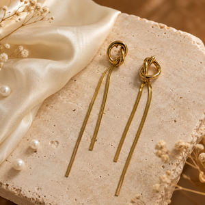 Earrings Gold-Tone Emerald Cut Rectangular Drop Earrings - House of Viya