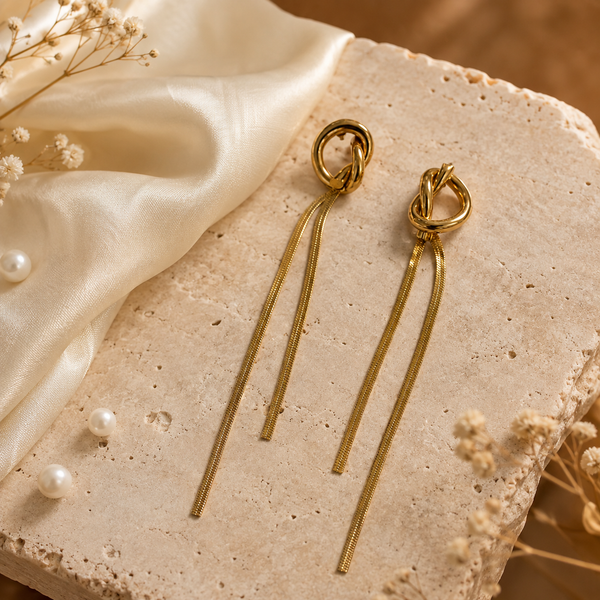 Earrings Gold-Tone Emerald Cut Rectangular Drop Earrings - House of Viya