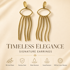 Earrings Gold-Tone Radiant Rectangular Drop Earrings - House of Viya