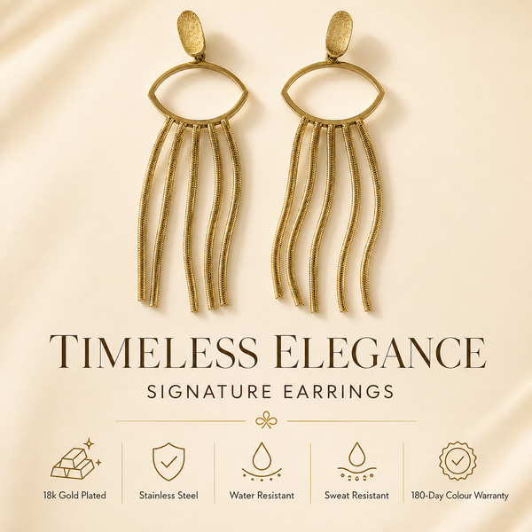 Earrings Gold-Tone Radiant Rectangular Drop Earrings - House of Viya