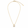 Chain 18K Gold-Plated Fine Chain with Square White Stone Pendant