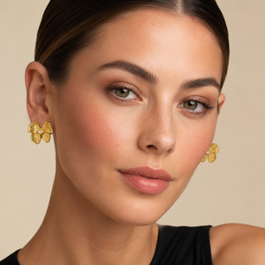 Earrings Gold-Tone Butterfly Motif Ribbed Stud Earrings