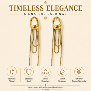 Earrings Gold-Tone Three-Stone Linear Drop Earrings - House of Viya