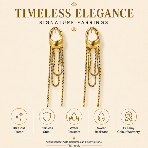 Earrings Gold-Tone Three-Stone Linear Drop Earrings - House of Viya